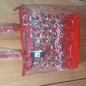 Ed Hardy Red Cherries Clear PVD Tote Bag | Red | NEW/NWT